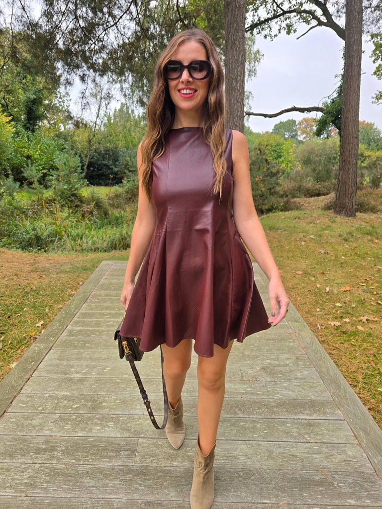 Faux Leather Dress Alice Burgundy