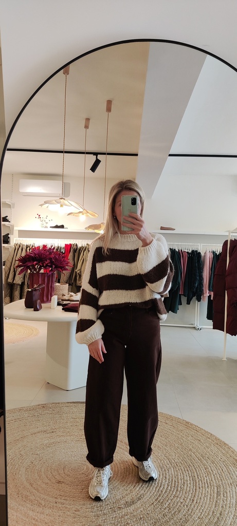 Striped Knit Bea Brown/Offwhite