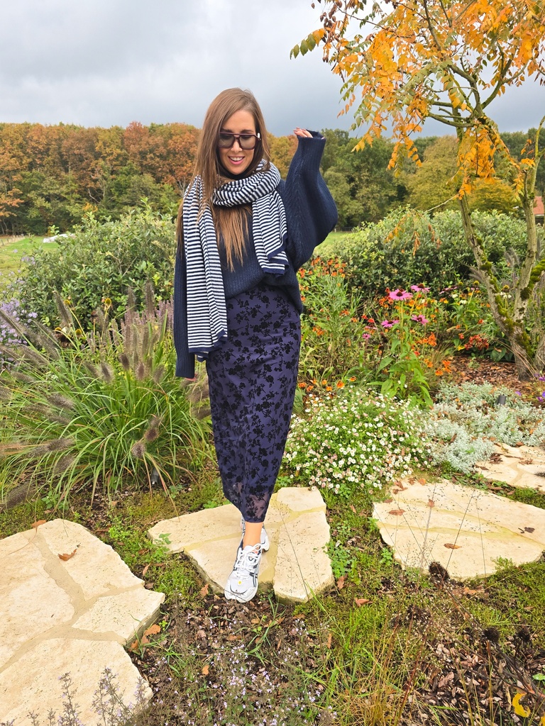 Hazel Stripes Scarf Navy/Grey