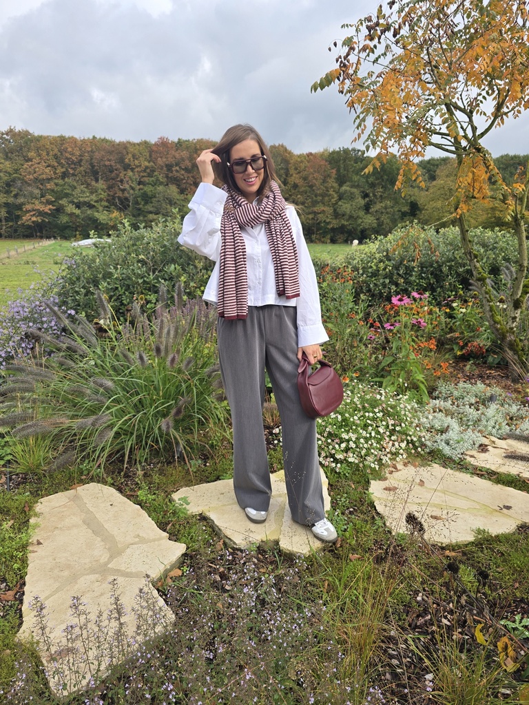 Hazel Stripes Scarf Grey/Burgundy