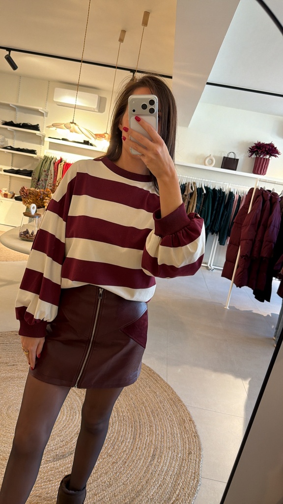 Striped Shirt Celia LS BurgundyBeige