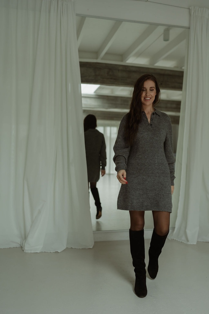 Wool Knit Dress Jeni Dark Grey