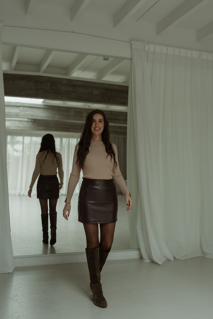 Faux Leather Skirt Kato Dark Burgundy