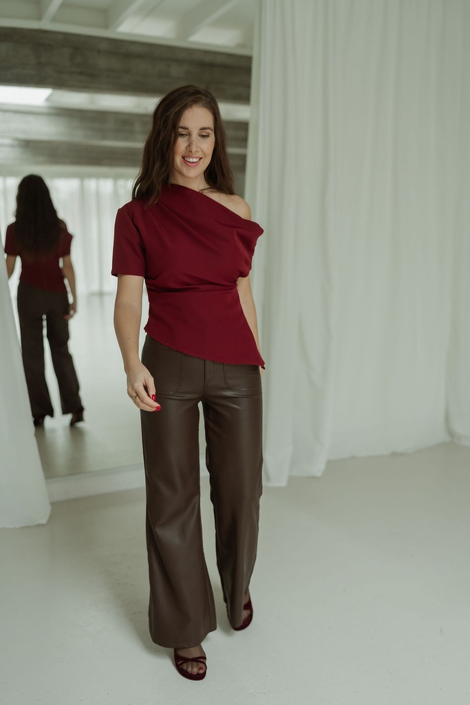 Faux Leather Pants Vera Brown