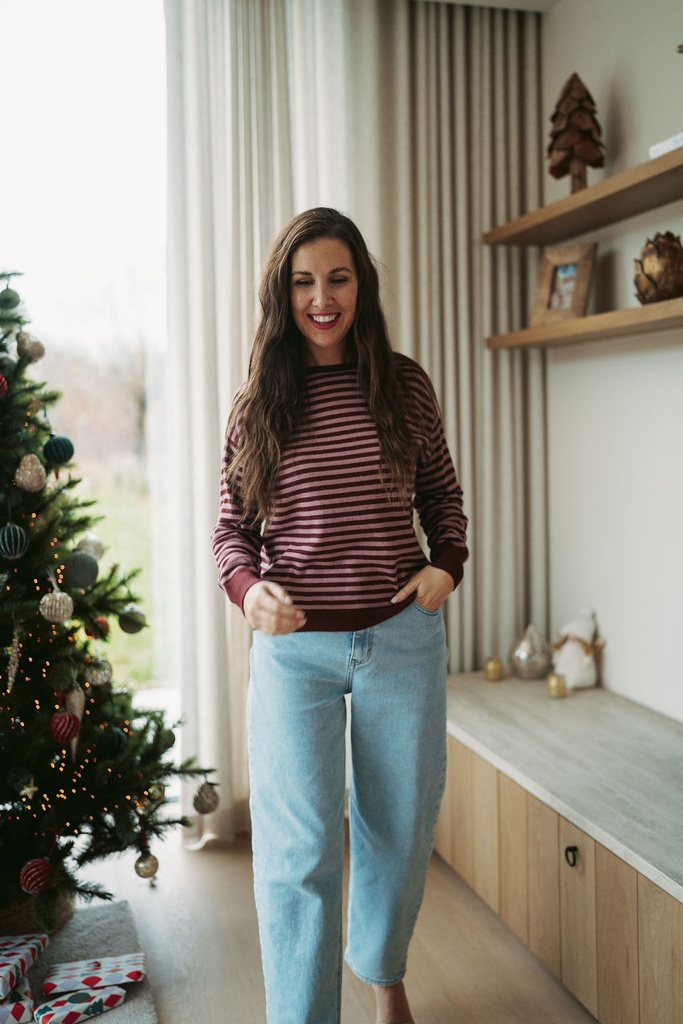 Striped Knit Niki Burgundy/Pink