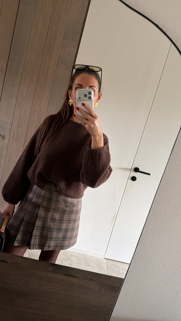 Kiara Mini Skort Checkered Brown