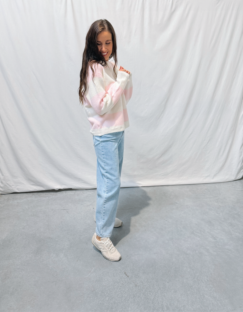 Striped Knit Lena Beige/pink