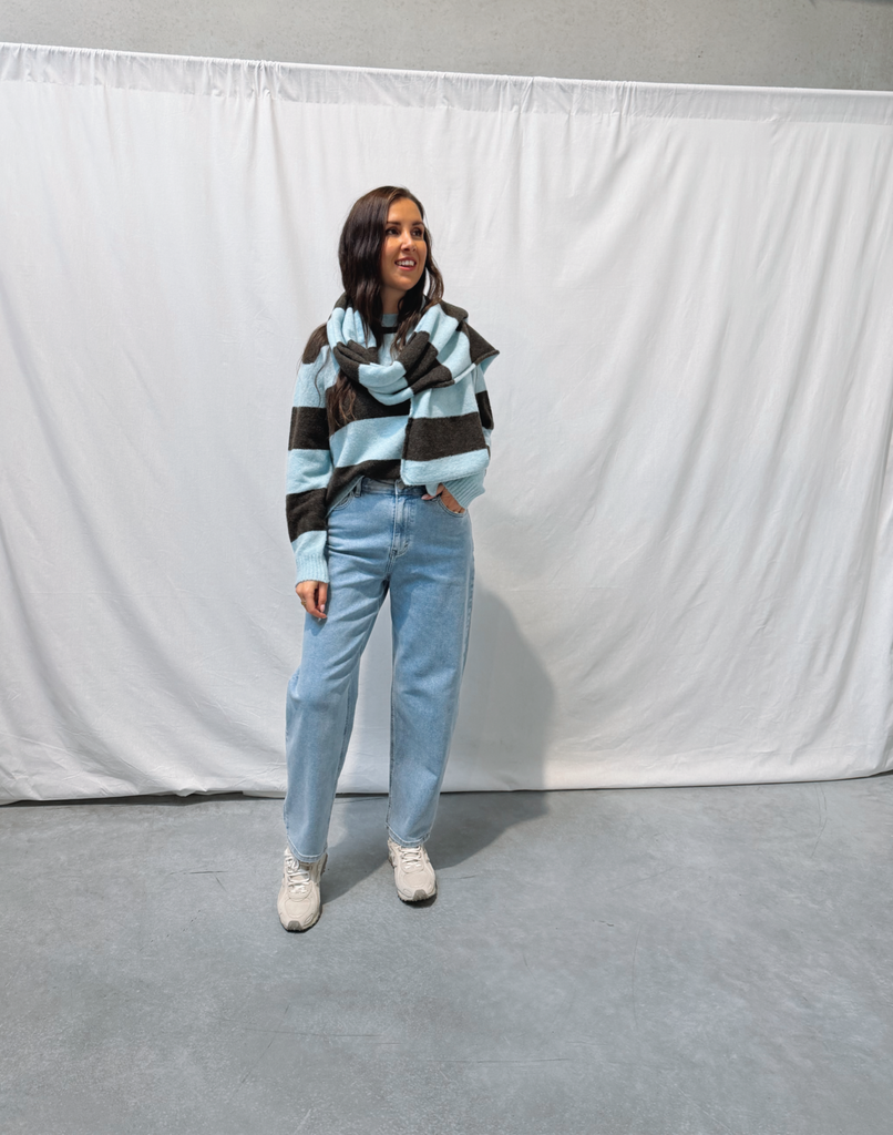 Striped Scarf Lena Blue/Brown