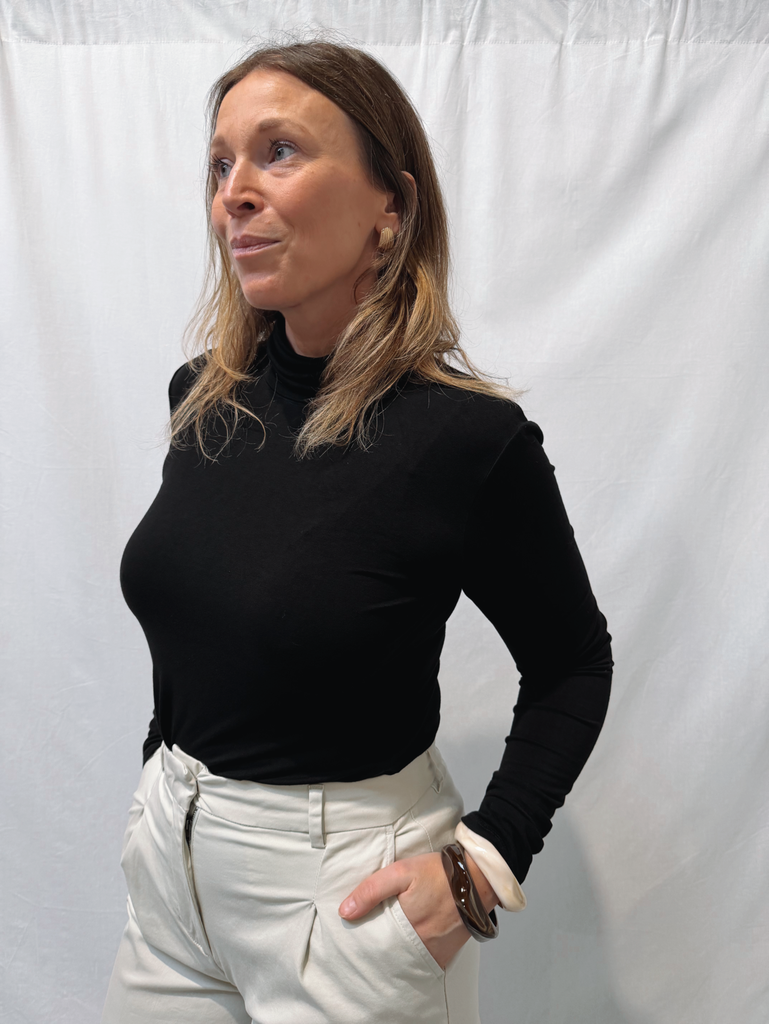 Lou High Neck Top Black