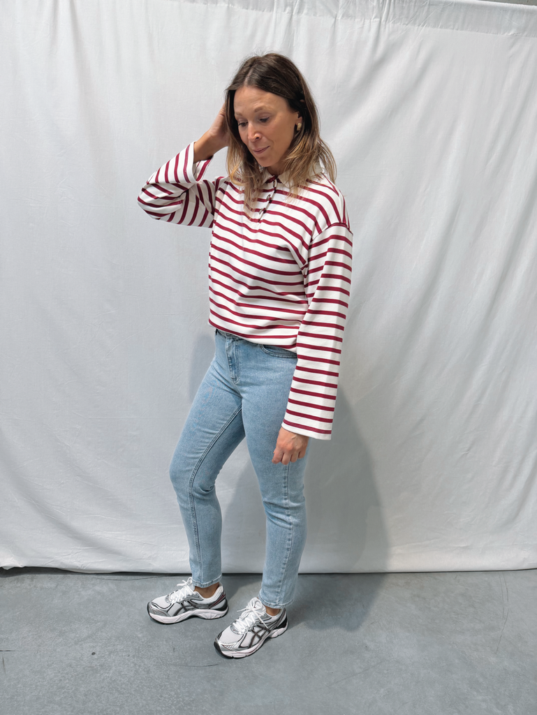 Stripe Collar Top Wada Anemone