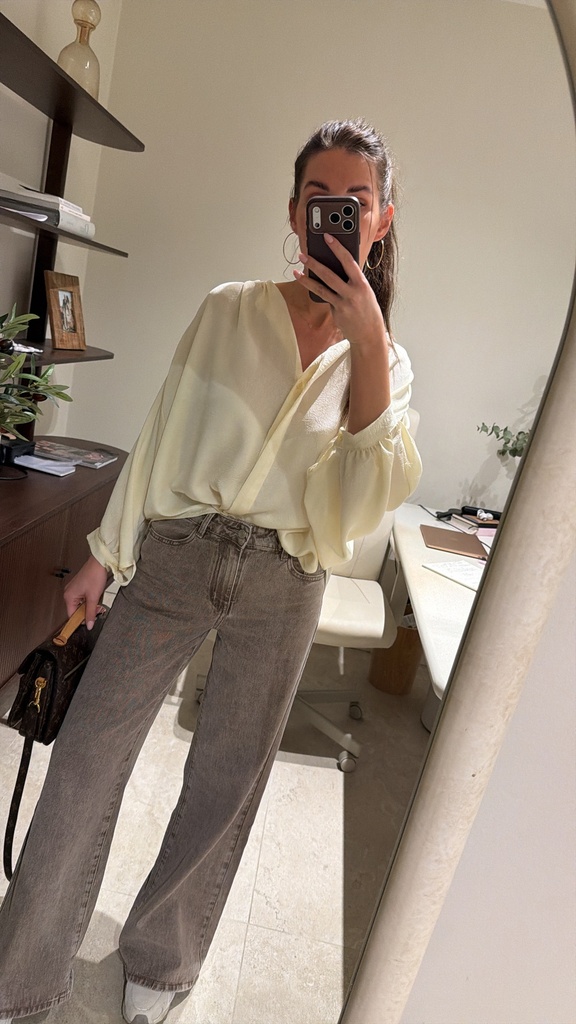 Wide Leg Jeans Washed Brown