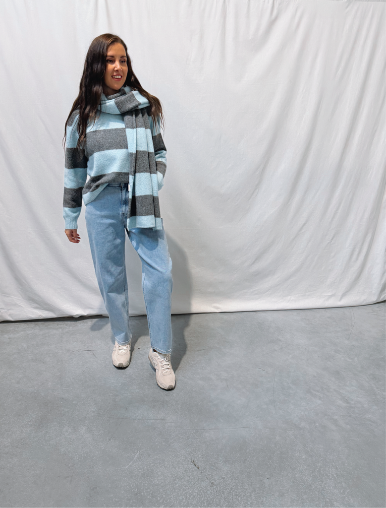 Striped Scarf Lena Blue/grey
