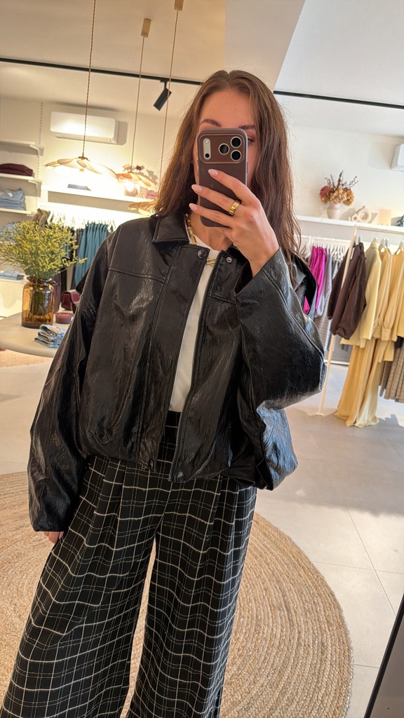 Bomber Faux Leather Black