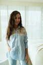 Striped Blouse Lace Blue
