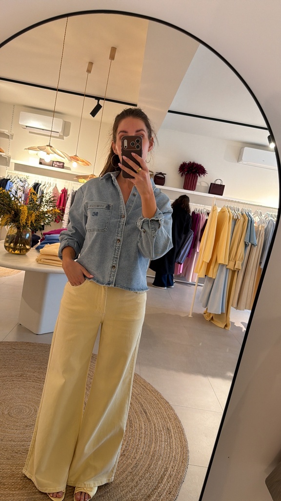 Extra Wide Leg Jeans Pastel Yellow
