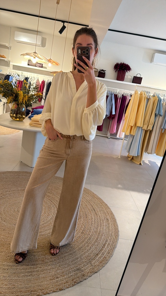Wide Leg Jeans Washed Camel