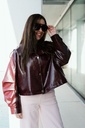 PREORDER Short Leather Jacket Burgundy