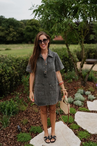 Straight denim dress grey
