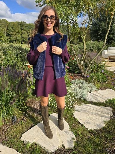 Faux Fur Gilet Navy