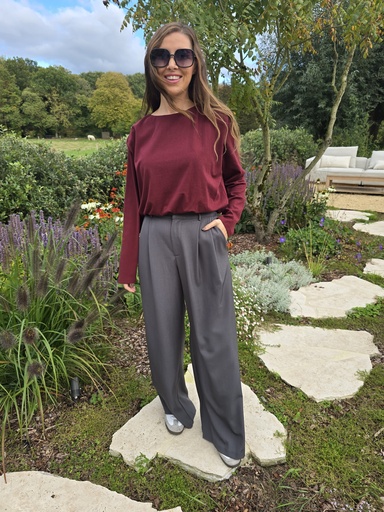 Balloon Cropped Shirt Burgundy