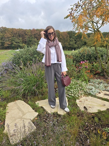 Hazel Stripes Scarf Grey/Burgundy