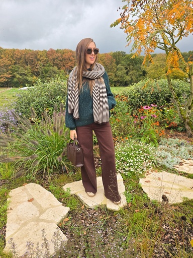 Hazel Stripes Scarf Beige/Chocolate