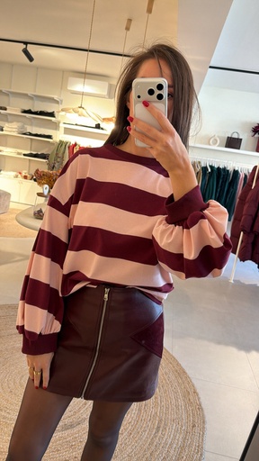 Striped Shirt Celia LS BurgundyPink